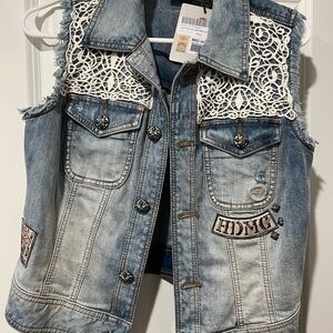 Harley Davidson lace sugar skull denim vest